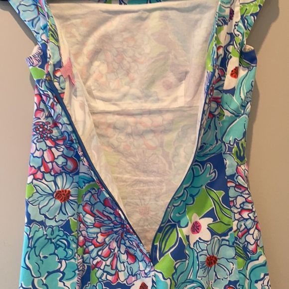 Lilly Pultizer Allura Worthington Blue Mayflower Print Dress Cap Sleeve Floral 0 - Picture 6 of 9